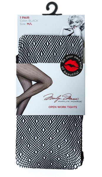 Marilyn Monroe Womens Ladies 2Pack Black Fishnet Tights With Solid Opa –  Trendilize