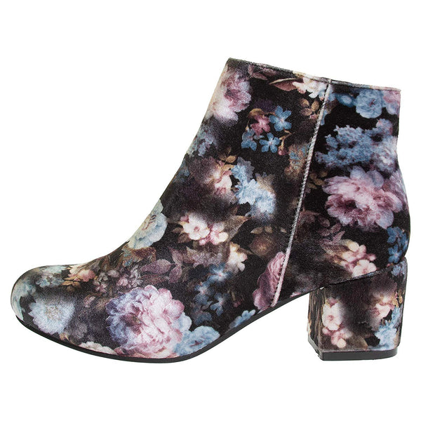 Via Rosa Women's Printed Velvet Ankle Boots Size 9 with Zipper