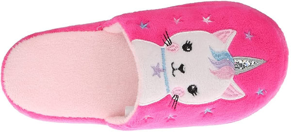 Chatties Critter Comfy Plush Home Slippers for Little Girls, Light Blue 