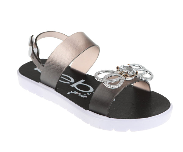 bebe Girl's Trendy Flat Sandals with Butterfly and Rhinestone Details - Flat Sandals for Little Kid/Big Kid