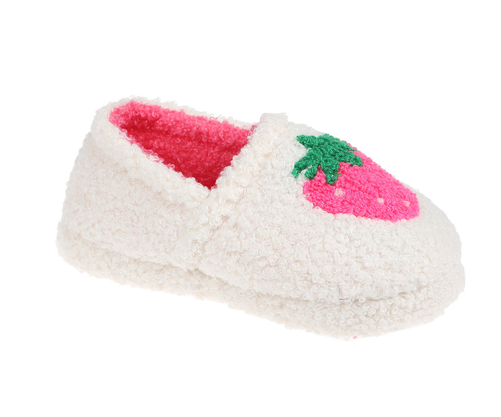 Kensie Toddler Girl's Warm Sherpa Little Girls Fuzzy Slippers, Cute Stuff for Kids with Cute Patch - Toddler Shoes for Girls