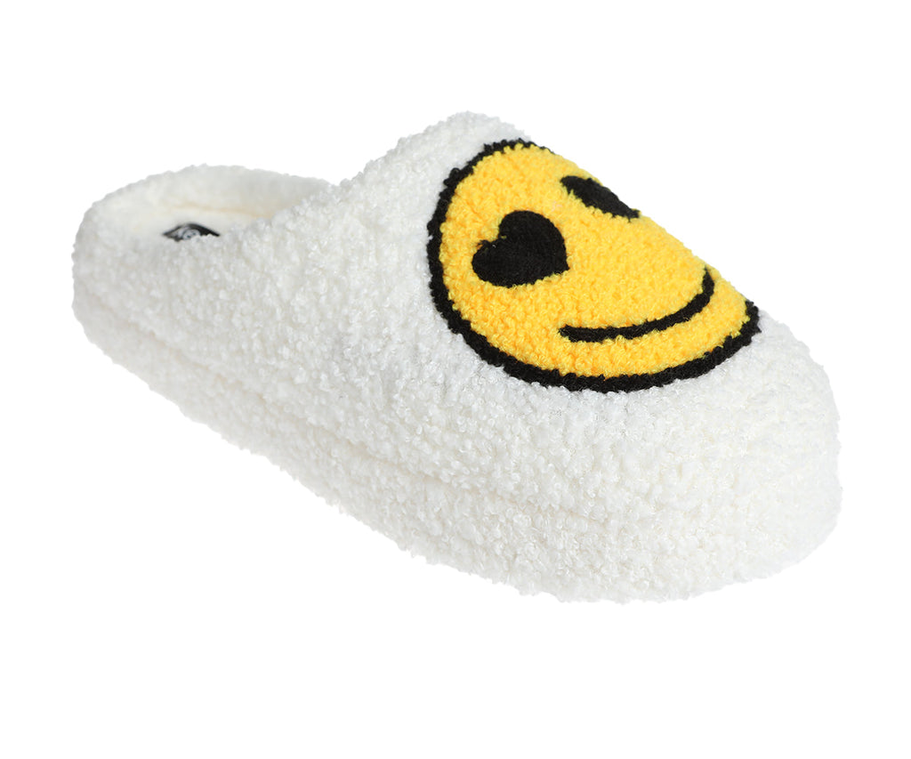 Kensie Women's Fuzzy Smiley Face Slipper, Comfy Indoor Outdoor Closed Toe House Slippers for Women