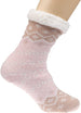 Women's Thick Knit Fuzzy Warm Sherpa Fleece Lined Winter Slipper Socks with Grippers