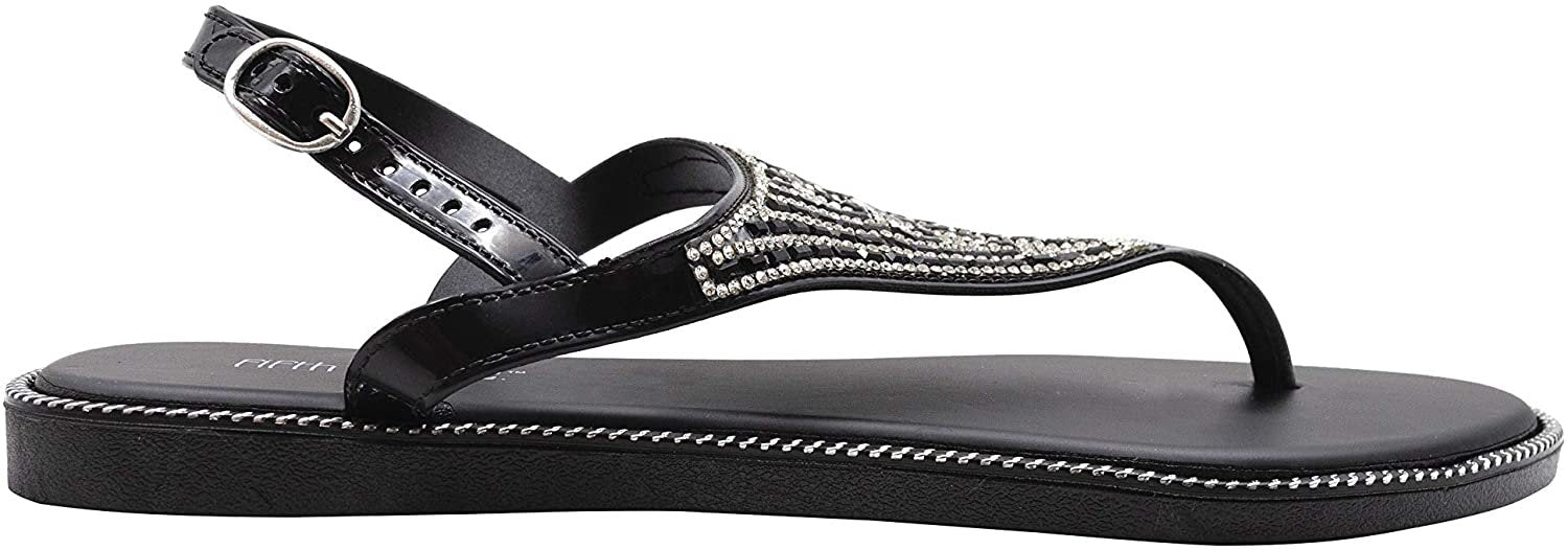 Fifth & Luxe Women's Slip-On PCU Thong Sandals with Rhinestone Upper, –  Trendilize