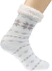 Women's Thick Knit Fuzzy Warm Sherpa Fleece Lined Winter Slipper Socks with Grippers