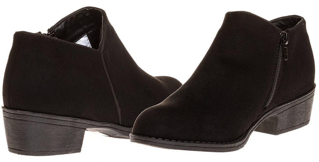 Sara Z Ladies Microsuede Bootie with Side Zipper (Black), Size 7