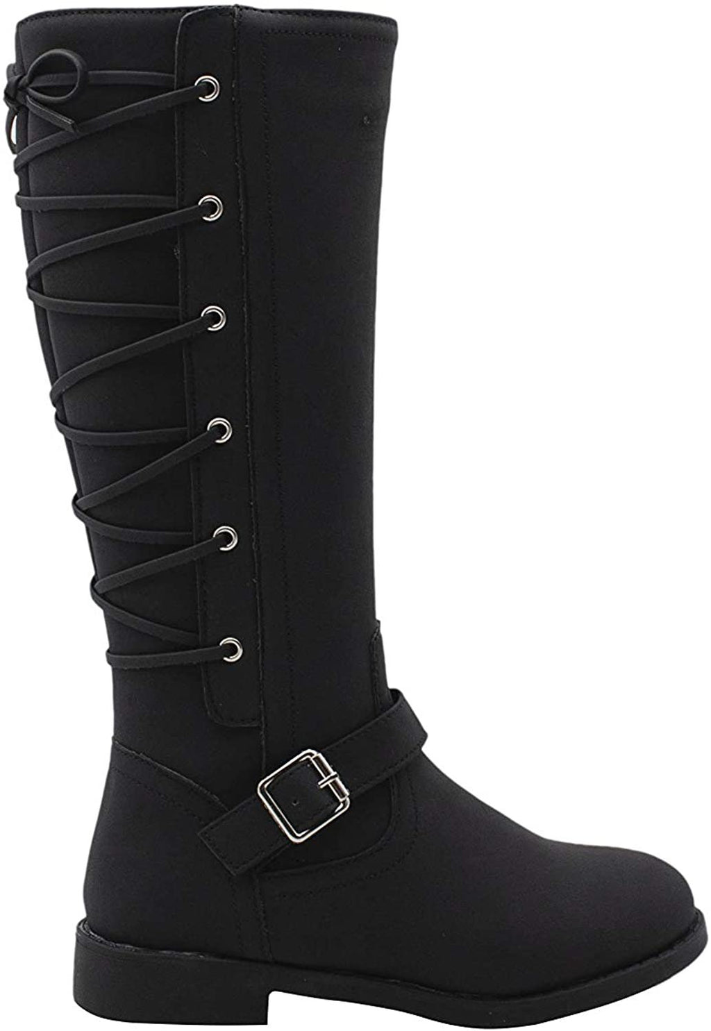 Rampage Girlsâ€™ Big Kid Slip On Tall Fashion Riding Boots with Lace Up Back